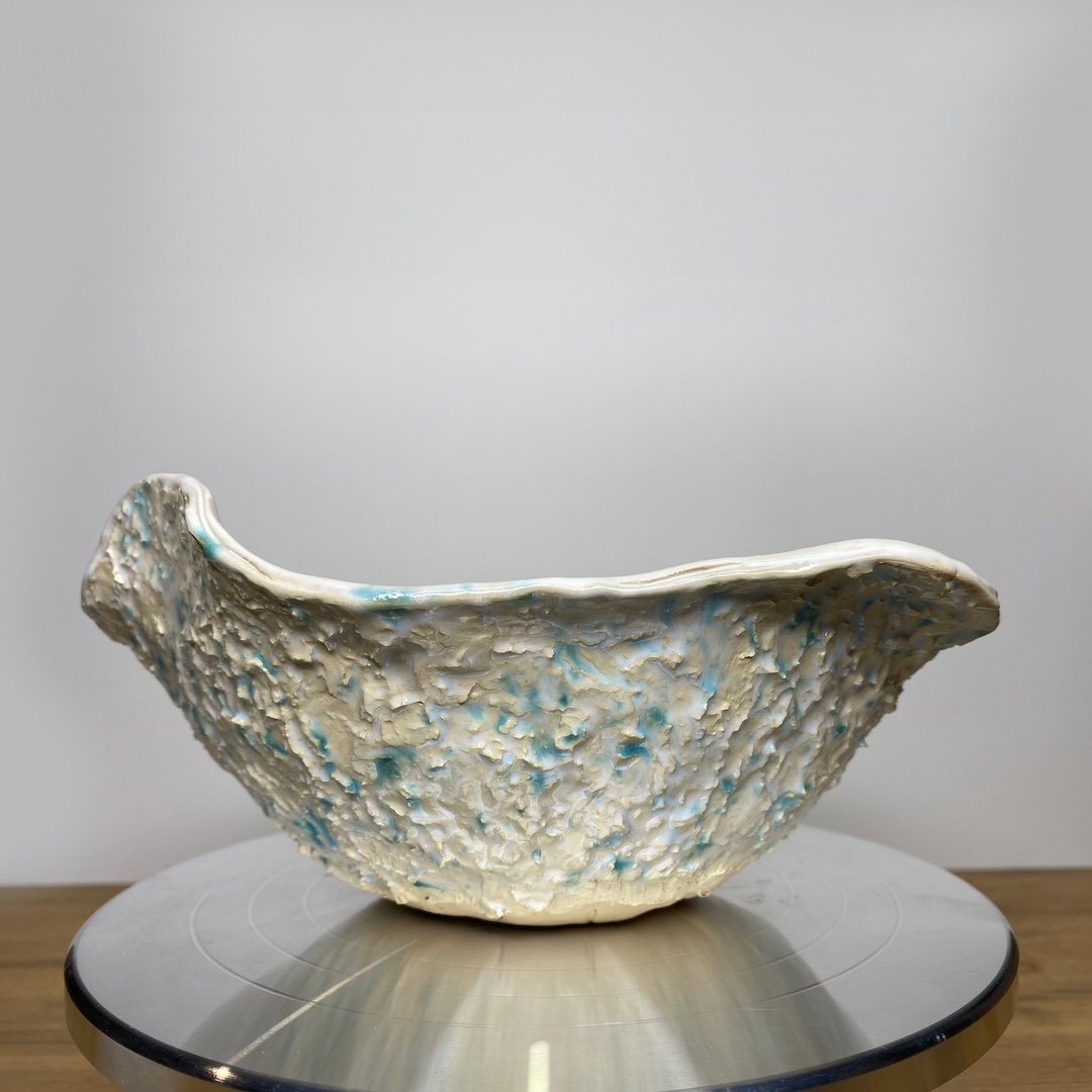 White blue spotted bowl